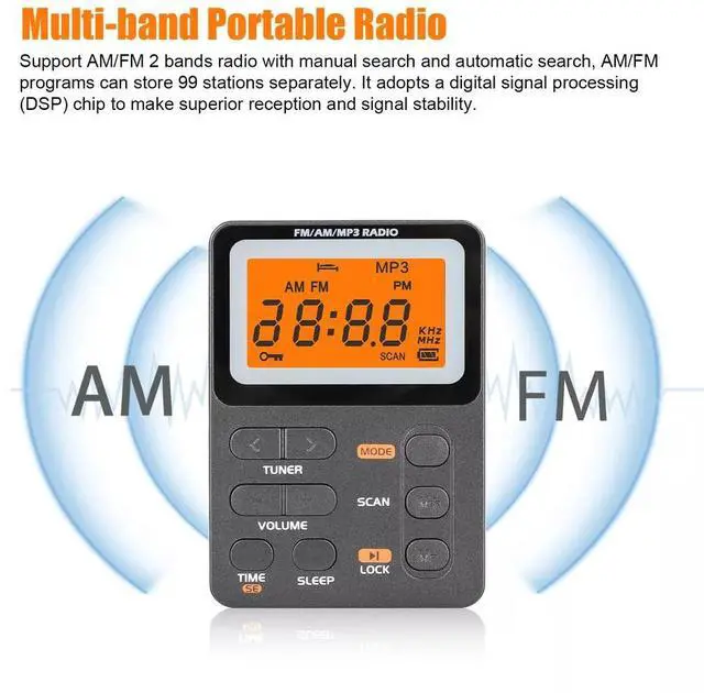 Alt view image 4 of 7 - Mini Digital Pocket LCD AM FM Radio MP3 Player Rechargeable w/ Earphone Portable