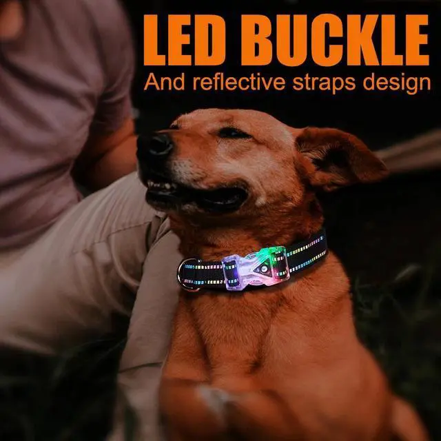 Alt view image 4 of 7 - LED Light Up Dogs Collar USB Rechargeble Pets Collar Colorful Glow-in-The-Dark