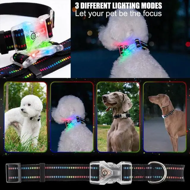Alt view image 5 of 7 - LED Light Up Dogs Collar USB Rechargeble Pets Collar Colorful Glow-in-The-Dark