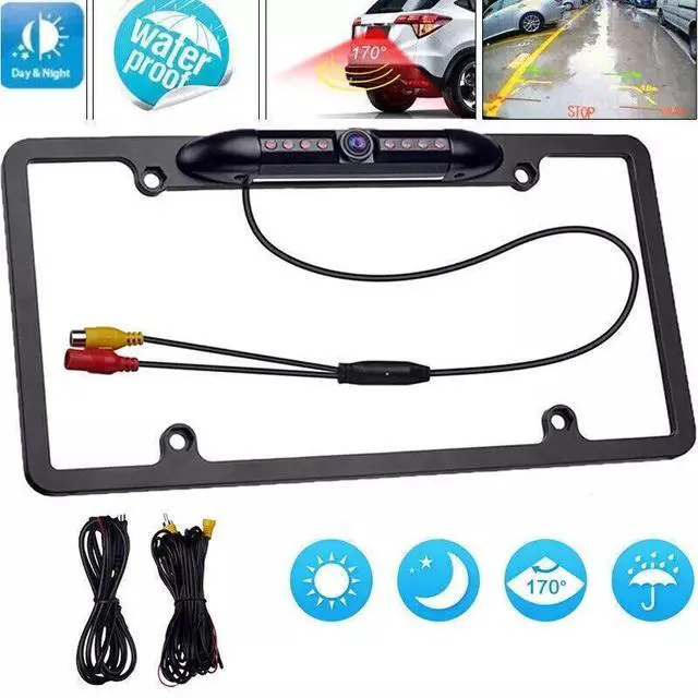 Alt view image 2 of 7 - US License Plate Metal Frame Rear View Backup Camera CMOS HD LED Night Vision