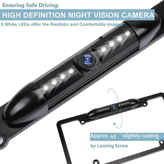 Alt view image 4 of 7 - US License Plate Metal Frame Rear View Backup Camera CMOS HD LED Night Vision