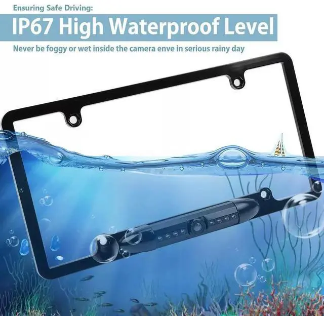 Alt view image 6 of 7 - US License Plate Metal Frame Rear View Backup Camera CMOS HD LED Night Vision