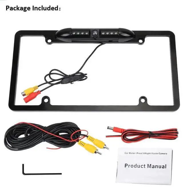 Alt view image 7 of 7 - US License Plate Metal Frame Rear View Backup Camera CMOS HD LED Night Vision