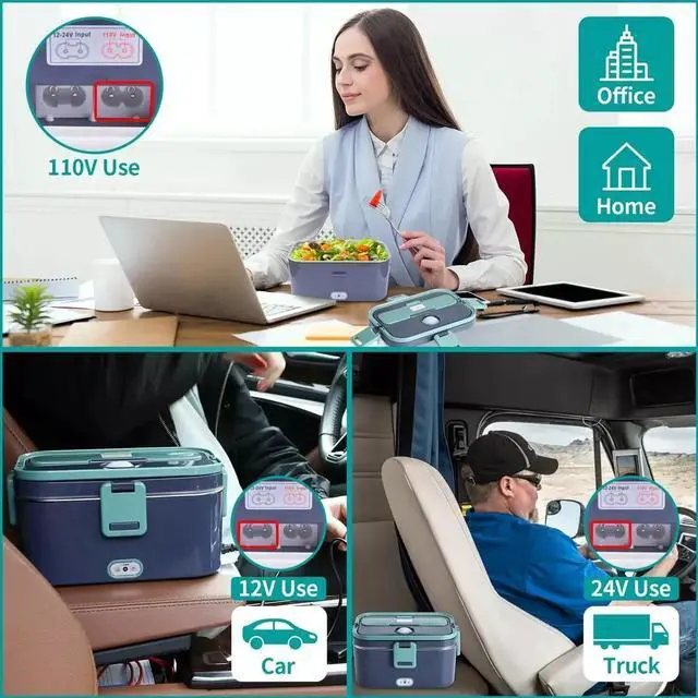 Alt view image 3 of 7 - Electric Lunch Box Food Heater 2 in 1 Portable Heated Lunch Box for Car Truck