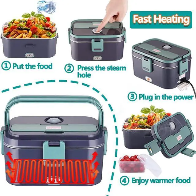 Alt view image 2 of 7 - Electric Lunch Box Food Heater 2 in 1 Portable Heated Lunch Box for Car Truck