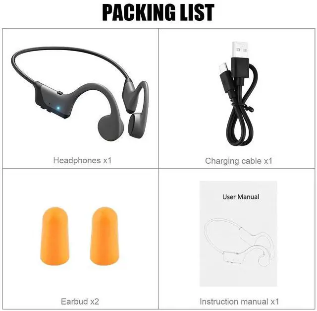 Alt view image 7 of 7 - Bone Conduction Bluetooth V5.3 Headphones Open-Ear Wireless Ear-hook Headsets