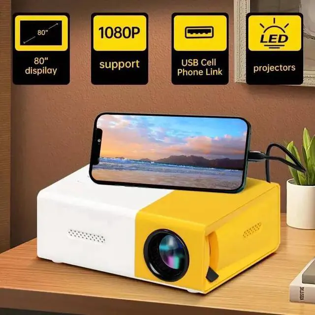 Alt view image 3 of 7 - LED Mini Projector Portable 1080P Home Theater Cinema Projector HDMI USB TV