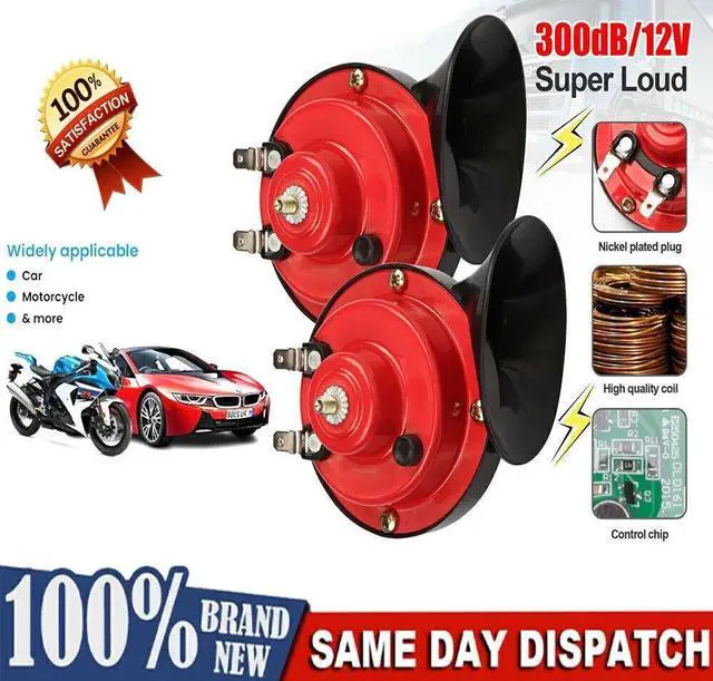 Main image of 2x 12V 150DB Super Loud Train Horn Waterproof Motorcycle Car Truck SUV Boat Red