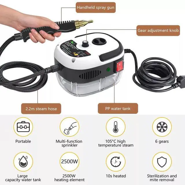 Alt view image 6 of 7 - 2500W Handheld Pressurized Steam Cleaner High Temp Portable Cleaning Machine US