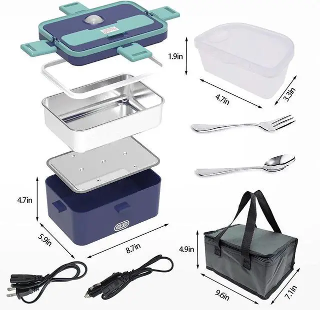 Alt view image 7 of 7 - Portable 110V Electric Heating Lunch Box for Car Office Food Warmer Container US