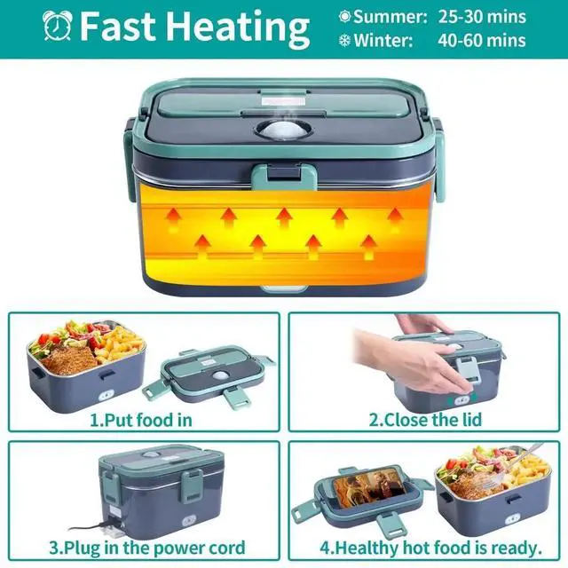 Alt view image 3 of 7 - Portable 110V Electric Heating Lunch Box for Car Office Food Warmer Container US