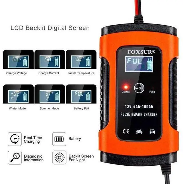 Alt view image 6 of 7 - 12V Smart Automatic Battery Charger Maintainer for Motorcycle Car Trickle Float