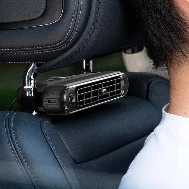 Alt view image 6 of 7 - Mini Car Mounted Seat Back Cooling Fan Portable 3 Speed Headrest Silent Cooler
