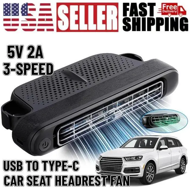 Main image of Mini Car Mounted Seat Back Cooling Fan Portable 3 Speed Headrest Silent Cooler