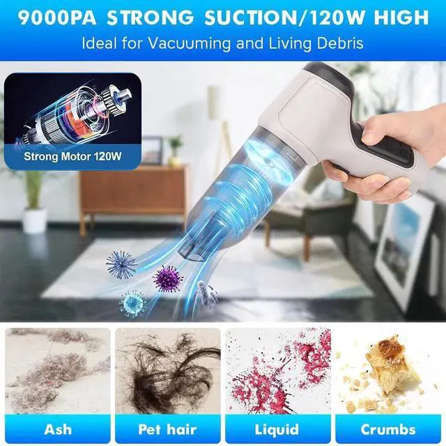 Alt view image 6 of 7 - 3 in 1 Upgrade Car Vacuum Cleaner Air Blower Wireless Handheld Rechargeable Mini
