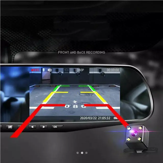Alt view image 4 of 7 - Rearview Mirror Car DVR Dual Dash 1080P HD Cam Camera Front Rear Video Recorder