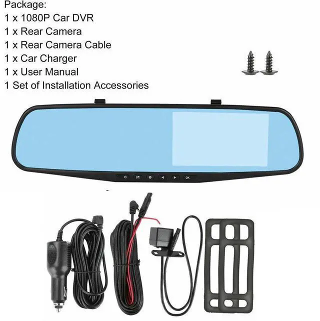 Alt view image 7 of 7 - Rearview Mirror Car DVR Dual Dash 1080P HD Cam Camera Front Rear Video Recorder