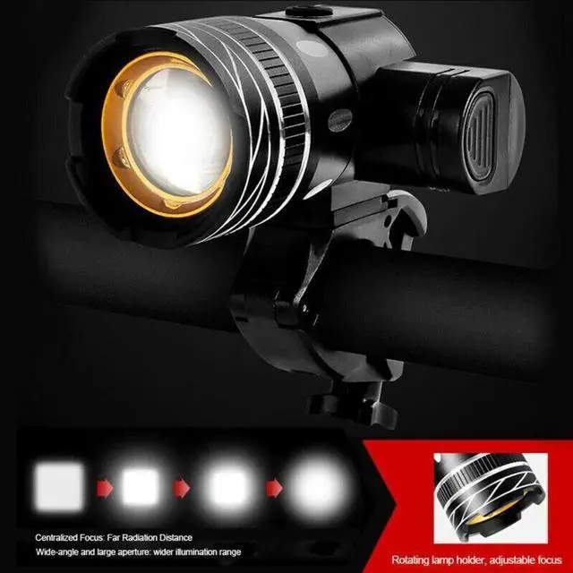 Alt view image 5 of 7 - Rechargeable LED Mountain Bike Lights 20000LM Bicycle Torch Front &Rear Lamp Set