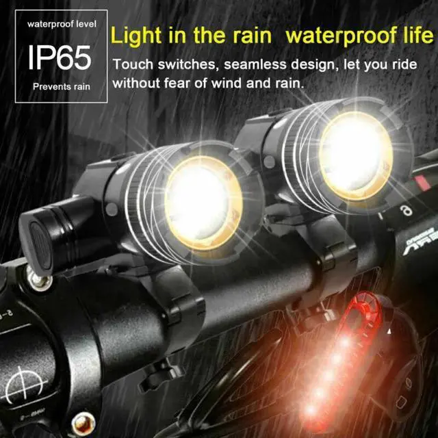 Alt view image 6 of 7 - Rechargeable LED Mountain Bike Lights 20000LM Bicycle Torch Front &Rear Lamp Set