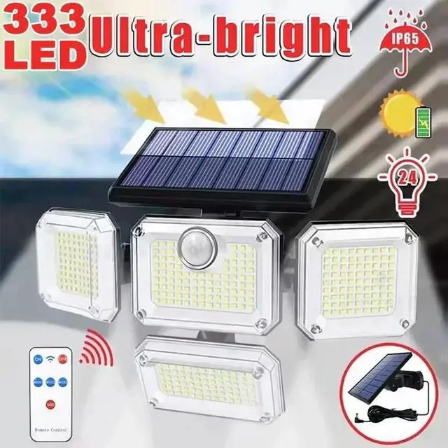 Alt view image 3 of 7 - 333 LED Solar Lights Outdoor 3200LM Waterproof Motion Sensor Security Wall Lamp
