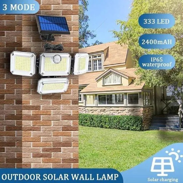 Alt view image 4 of 7 - 333 LED Solar Lights Outdoor 3200LM Waterproof Motion Sensor Security Wall Lamp