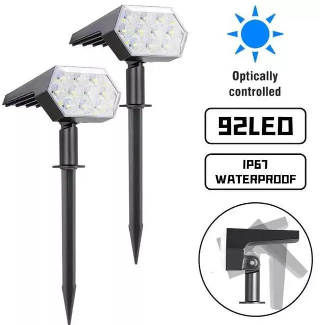 Main image of 2 Pack x 92-LED Solar Spotlights Landscape Lights Outdoor Garden Pathway Lamps