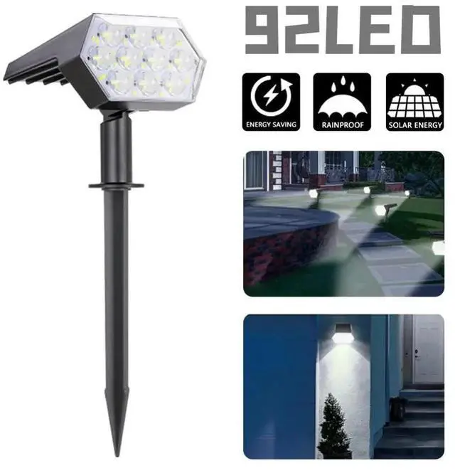Alt view image 2 of 7 - 2 Pack x 92-LED Solar Spotlights Landscape Lights Outdoor Garden Pathway Lamps