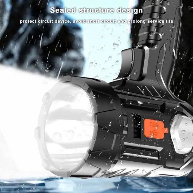 Alt view image 5 of 7 - 2PCS Solar/USB Super Bright Rechargeable LED Spotlight Flashlight Searchlight