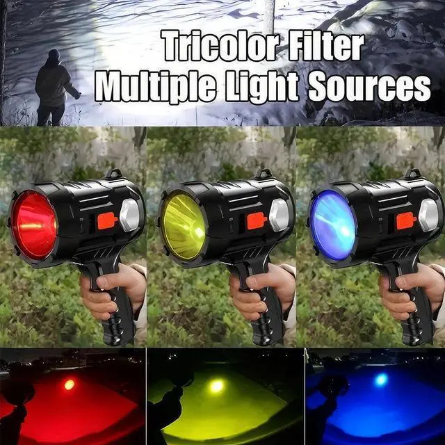 Alt view image 6 of 7 - 2PCS Solar/USB Super Bright Rechargeable LED Spotlight Flashlight Searchlight