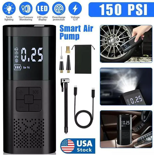 Main image of 150 PSI Air Compressor Tire Inflator Fits Car Moto Bike Tires Air Pump Portable