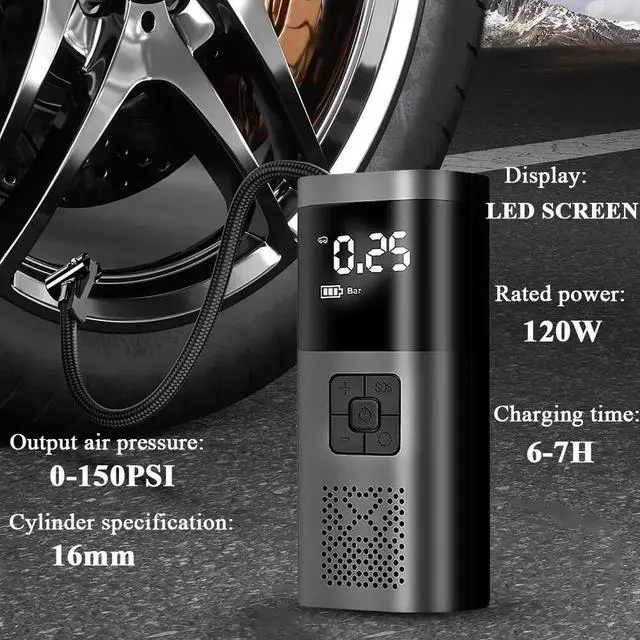 Alt view image 5 of 7 - 150 PSI Air Compressor Tire Inflator Fits Car Moto Bike Tires Air Pump Portable