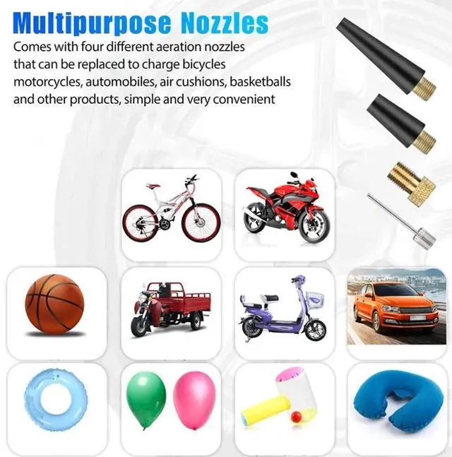 Alt view image 7 of 7 - 150 PSI Air Compressor Tire Inflator Fits Car Moto Bike Tires Air Pump Portable