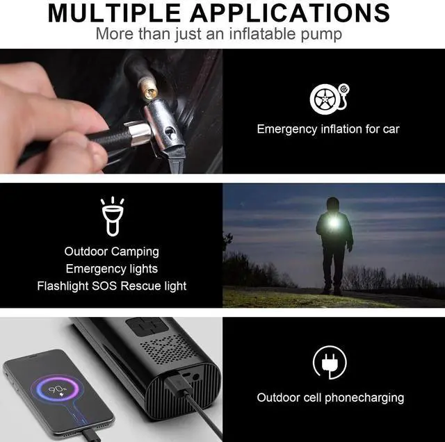 Alt view image 4 of 7 - 150 PSI Air Compressor Tire Inflator Fits Car Moto Bike Tires Air Pump Portable