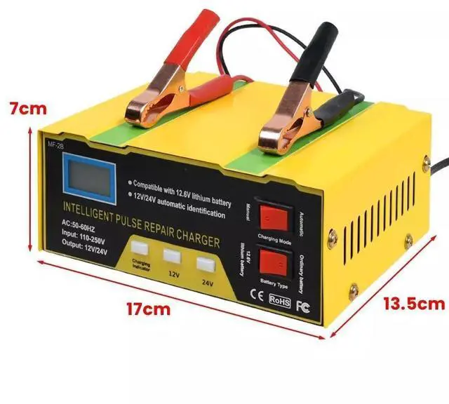 Alt view image 3 of 7 - Car Battery Charger Heavy Duty 12V/24V Smart Automatic Intelligent Pulse Repair