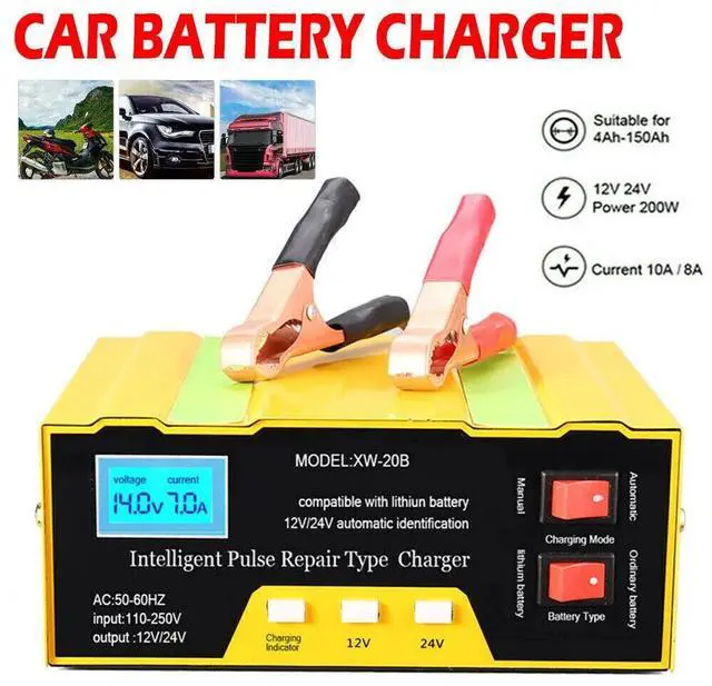 Alt view image 5 of 7 - Car Battery Charger Heavy Duty 12V/24V Smart Automatic Intelligent Pulse Repair