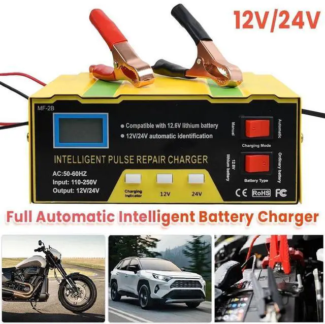 Alt view image 4 of 7 - Car Battery Charger Heavy Duty 12V/24V Smart Automatic Intelligent Pulse Repair