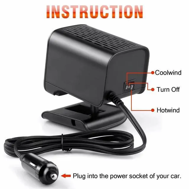 Alt view image 6 of 7 - 12V Car Heater Portable Electric Heating Fan Defogger 120W Defroster Demister