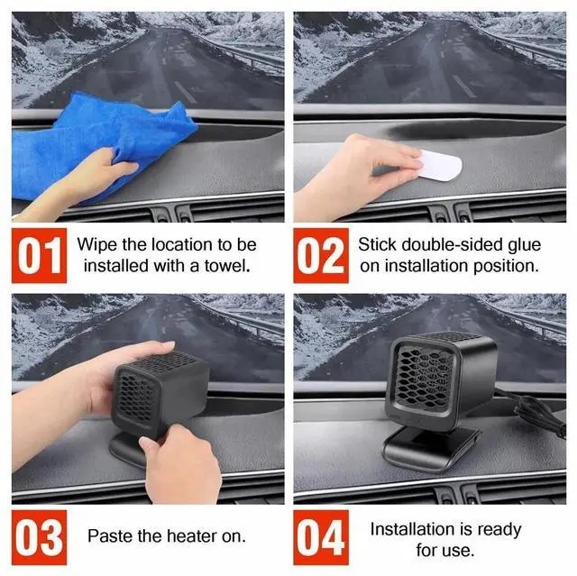 Alt view image 7 of 7 - 12V Car Heater Portable Electric Heating Fan Defogger 120W Defroster Demister