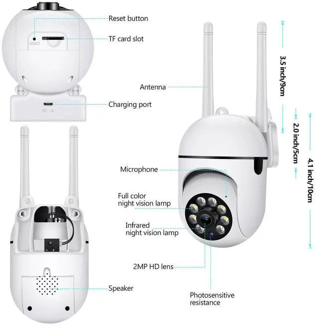 Alt view image 7 of 7 - 2-Pack Wireless 5G WiFi Security Camera System Smart Outdoor Night Vision 1080P
