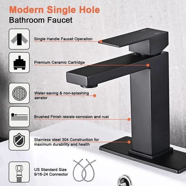 Alt view image 3 of 7 - Waterfall Bathroom Sink Faucet Single Handle Hole Vanity Mixer Taps with Cover