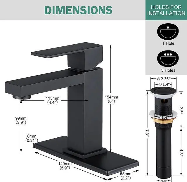 Alt view image 7 of 7 - Waterfall Bathroom Sink Faucet Single Handle Hole Vanity Mixer Taps with Cover