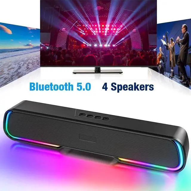 Alt view image 7 of 7 - Surround Sound Bar 4 Speaker System Wireless BT Subwoofer TV Home Theater
