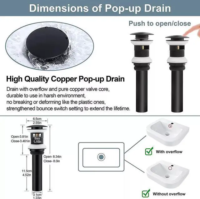 Alt view image 6 of 7 - Bathroom Sink Black Faucet Single Handle One Hole Rv Commercial Lavatory Vanity