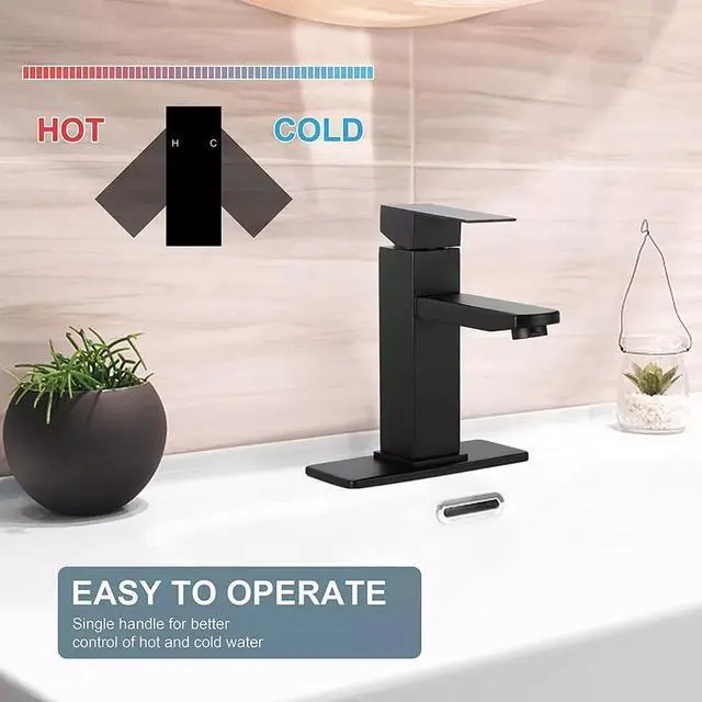 Alt view image 4 of 7 - Bathroom Sink Black Faucet Single Handle One Hole Rv Commercial Lavatory Vanity
