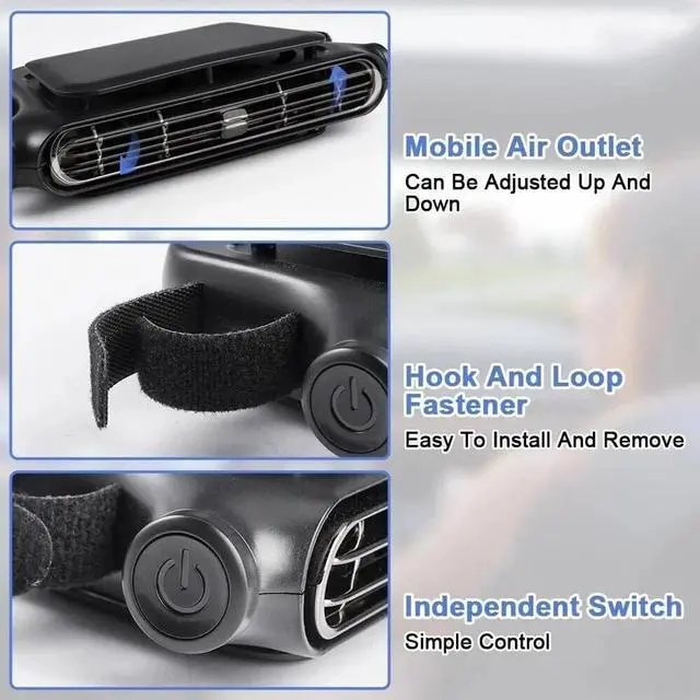 Alt view image 7 of 7 - 3PCS Car Mounted Seat Back Cooling Fan Portable 3 Speed Headrest Silent Cooler