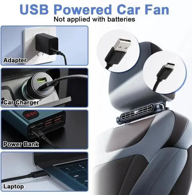 Alt view image 6 of 7 - 3PCS Car Mounted Seat Back Cooling Fan Portable 3 Speed Headrest Silent Cooler