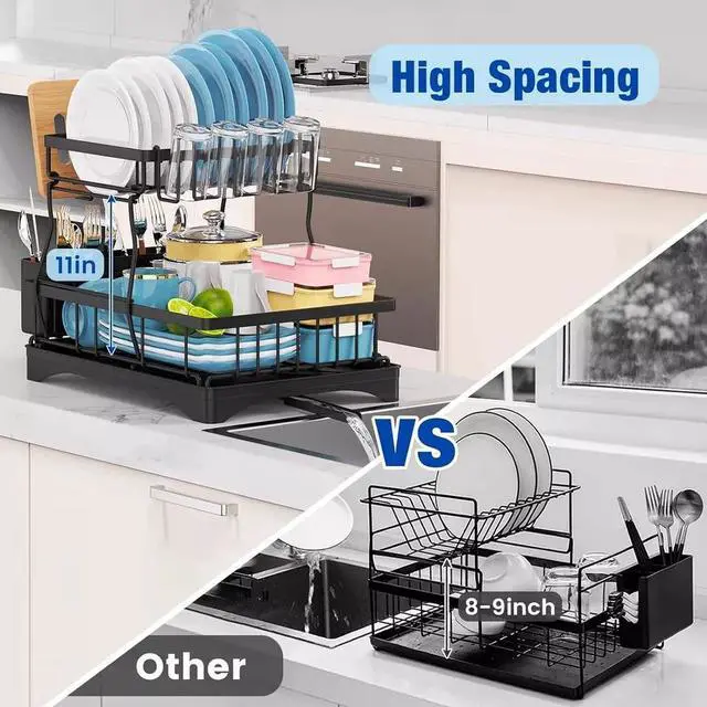 Alt view image 5 of 7 - Kitchen Dish Cup Drying Rack Utensil Drainer Dryer Tray Cutlery Holder Organizer