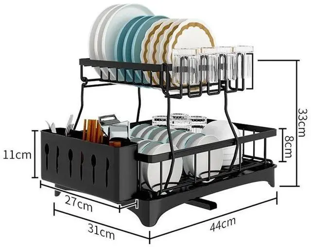 Alt view image 7 of 7 - Kitchen Dish Cup Drying Rack Utensil Drainer Dryer Tray Cutlery Holder Organizer