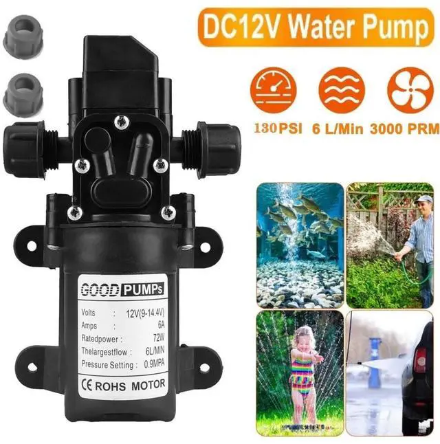 Alt view image 4 of 7 - 12V Water Pump 130PSI Self Priming Diaphragm High Pressure Automatic Switch