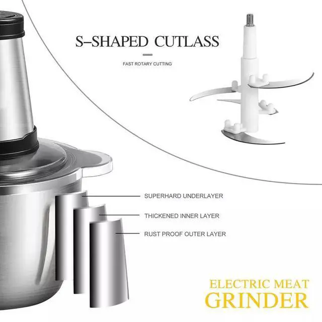 Alt view image 3 of 7 - Electric Meat Grinder Mincer Mixer Kitchen Blender Mini Food Chopper Processor
